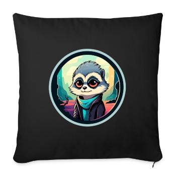 Erdmännchen Zeichnung - Sofakissenbezug 45 x 45 cm - Schwarz - Vorne