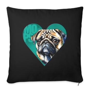Mops Portrait - Sofakissenbezug 45 x 45 cm - Schwarz - Vorne