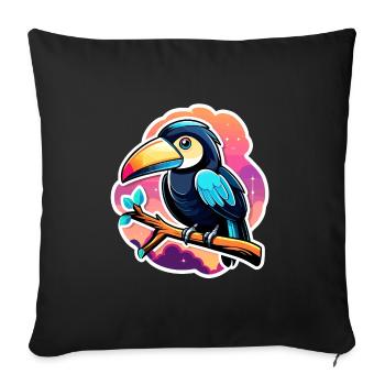 Toucan Bird Illustration - Sofa pillowcase 17,3'' x 17,3'' (45 x 45 cm) - black - Front