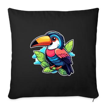 Toucan Bird Illustration - Sofa pillowcase 17,3'' x 17,3'' (45 x 45 cm) - black - Front