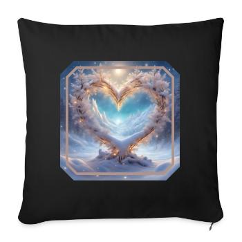 Winter Heart 3 - Sofa pillowcase 17,3'' x 17,3'' (45 x 45 cm) - black - Front