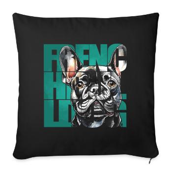 French Bulldog Portrait - Sofa pillowcase 17,3'' x 17,3'' (45 x 45 cm) - black - Front