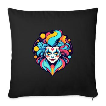 Dessin de clown - Housse de coussin décorative 45 x 45 cm - noir - Devant