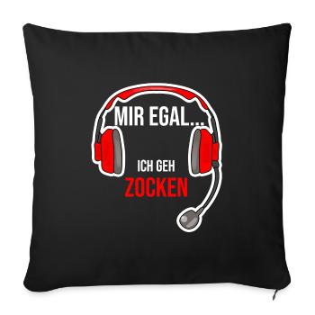 Gaming Zocken Gamer Zocker Spruch Headset - Sofakissenbezug 45 x 45 cm - Schwarz - Vorne