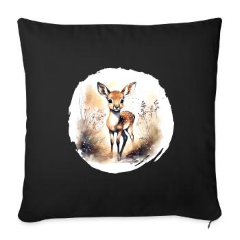 Fawn Watercolor - Sofa pillowcase 17,3'' x 17,3'' (45 x 45 cm) - black - Front