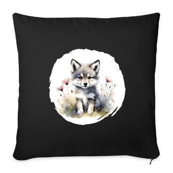Wolf Watercolor - Sofa pillowcase 17,3'' x 17,3'' (45 x 45 cm) - black - Front