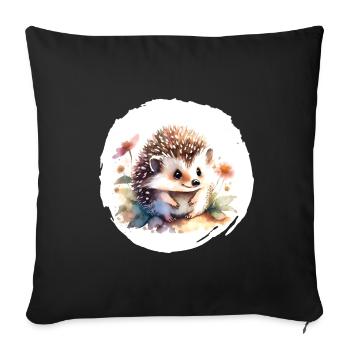 Hedgehog Watercolor - Sofa pillowcase 17,3'' x 17,3'' (45 x 45 cm) - black - Front