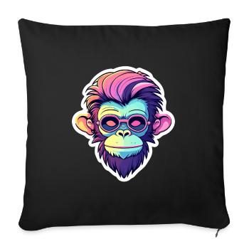 Monkey Illustration - Sofa pillowcase 17,3'' x 17,3'' (45 x 45 cm) - black - Front