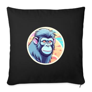 Monkey Illustration - Sofa pillowcase 17,3'' x 17,3'' (45 x 45 cm) - black - Front