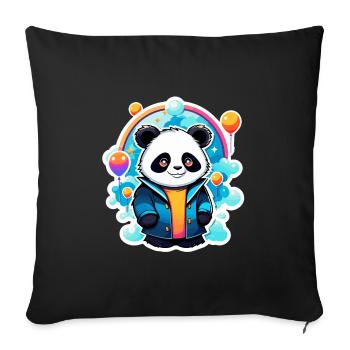 Dessin de panda - Housse de coussin décorative 45 x 45 cm - noir - Devant