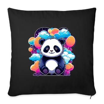 Dessin de panda - Housse de coussin décorative 45 x 45 cm - noir - Devant