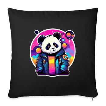 Dessin de panda - Housse de coussin décorative 45 x 45 cm - noir - Devant