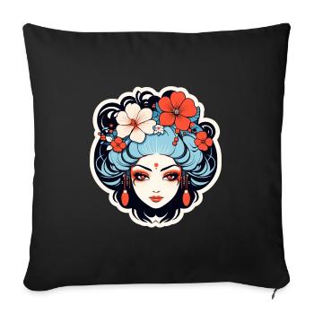 Geisha Illustration - Sofa pillowcase 17,3'' x 17,3'' (45 x 45 cm) - black - Front