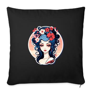 Geisha Illustration - Sofa pillowcase 17,3'' x 17,3'' (45 x 45 cm) - black - Front