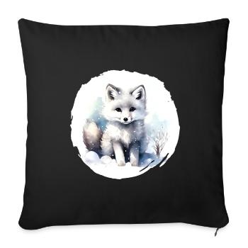 Arctic Fox Watercolor - Sofa pillowcase 17,3'' x 17,3'' (45 x 45 cm) - black - Front