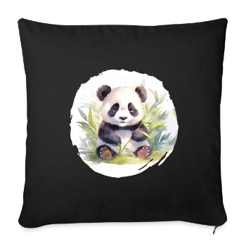 Aquarell Pandabär - Sofakissenbezug 45 x 45 cm - Schwarz - Vorne