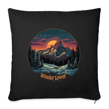 A snowy mountain landscape for winter lovers - Sofa pillowcase 17,3'' x 17,3'' (45 x 45 cm) - black - Front