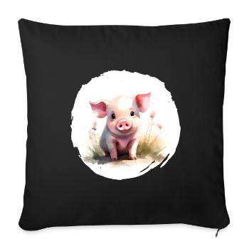 Piglet Watercolor - Sofa pillowcase 17,3'' x 17,3'' (45 x 45 cm) - black - Front
