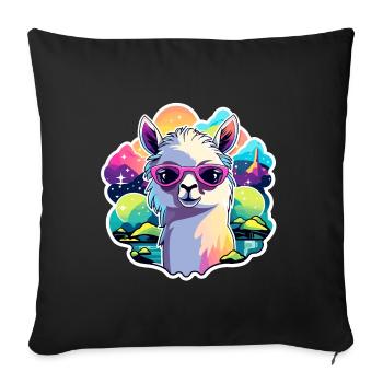 Llama Alpaca Illustration - Sofa pillowcase 17,3'' x 17,3'' (45 x 45 cm) - black - Front