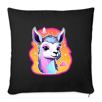 Llama Alpaca Illustration - Sofa pillowcase 17,3'' x 17,3'' (45 x 45 cm) - black - Front