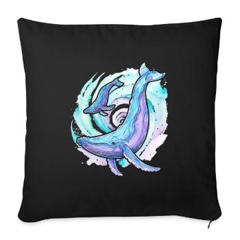 Humpback whale with calf - Sofa pillowcase 17,3'' x 17,3'' (45 x 45 cm) - black - Front