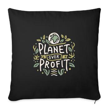 Planet over profit activisme sauver la planète - Housse de coussin décorative 45 x 45 cm - noir - Devant