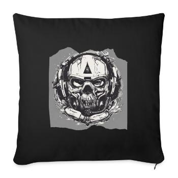 Steel Guardian Skull Horror Scary Undead Soldier - Sofa pillowcase 17,3'' x 17,3'' (45 x 45 cm) - black - Front