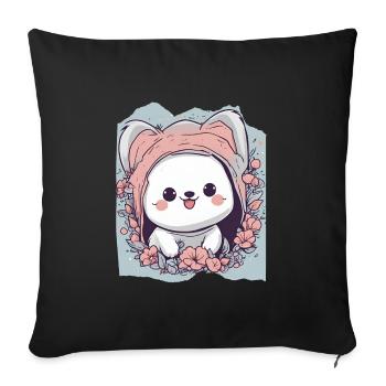 Whimsical Wonderland Companion Cute Animal Pet - Sofa pillowcase 17,3'' x 17,3'' (45 x 45 cm) - black - Front