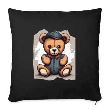 Denim Darling Teddy Bear Cute Adorable Girls Gift - Sofa pillowcase 17,3'' x 17,3'' (45 x 45 cm) - black - Front
