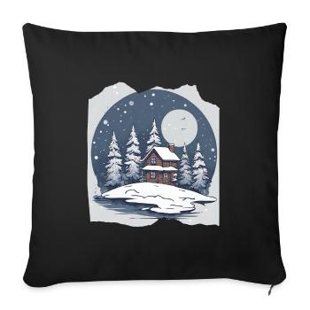 Winter Wonderland Retreat Snowy Night Festive - Sofa pillowcase 17,3'' x 17,3'' (45 x 45 cm) - black - Front