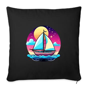 Segelboot Illustration - Sofakissenbezug 45 x 45 cm - Schwarz - Vorne