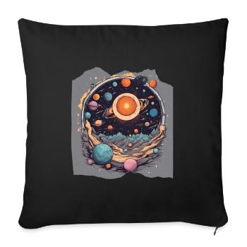 Celestial Harmony Solar System Sun Planets Space - Sofa pillowcase 17,3'' x 17,3'' (45 x 45 cm) - black - Front