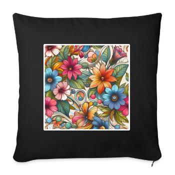 Colorful Plant Flowers - Sofa pillowcase 17,3'' x 17,3'' (45 x 45 cm) - black - Front