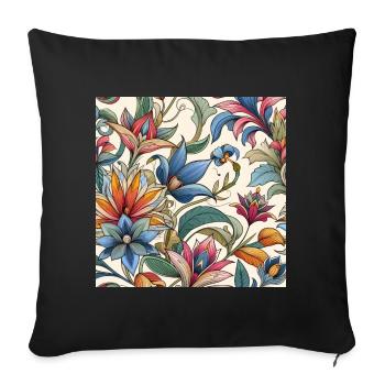 Colorful Plant Flowers - Sofa pillowcase 17,3'' x 17,3'' (45 x 45 cm) - black - Front