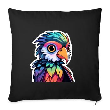 Parrot Bird Illustration - Sofa pillowcase 17,3'' x 17,3'' (45 x 45 cm) - black - Front
