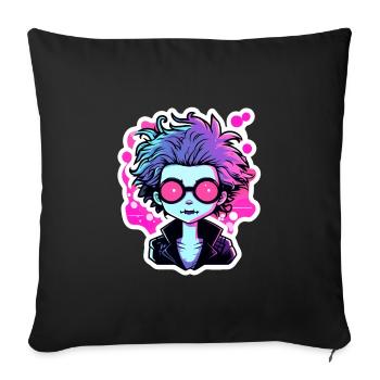Illustration de zombie mignon - Housse de coussin décorative 45 x 45 cm - noir - Devant