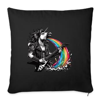 Rocker Heavy Metal Unicorn Pukes Rainbow - Sofa pillowcase 17,3'' x 17,3'' (45 x 45 cm) - black - Front