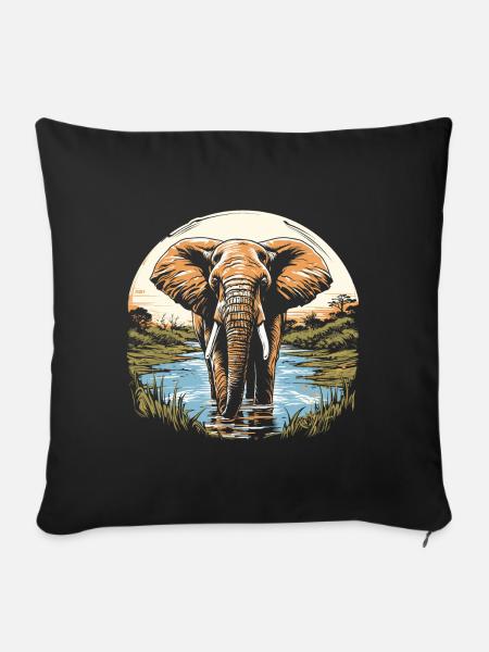 Elephant - Sofakissenbezug 45 x 45 cm - Schwarz