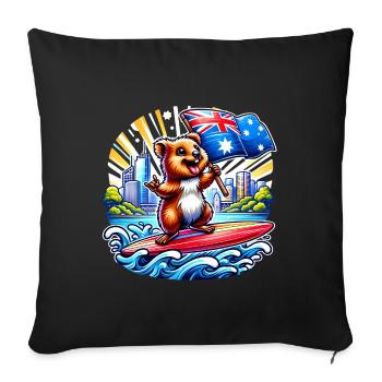 Design de surf australien Quokka - Housse de coussin décorative 45 x 45 cm - noir - Devant