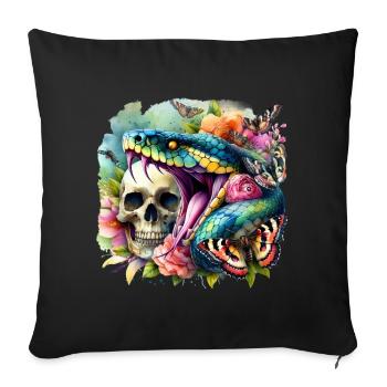 Serpent Crâne - Housse de coussin décorative 45 x 45 cm - noir - Devant
