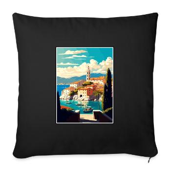 Brac Kroatien Vintage Reiseposter WPA Souvenir - Sofakissenbezug 45 x 45 cm - Schwarz - Vorne