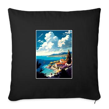 Insel Brac Kroatien Vintage Reiseposter Souvenir - Sofakissenbezug 45 x 45 cm - Schwarz - Vorne