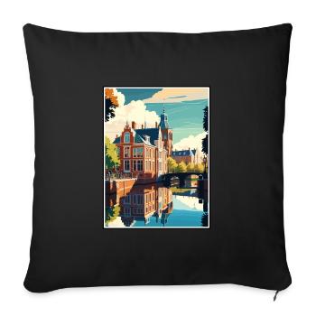 Leeuwarden Pays-Bas Vintage Voyage Poster WPA - Housse de coussin décorative 45 x 45 cm - noir - Devant