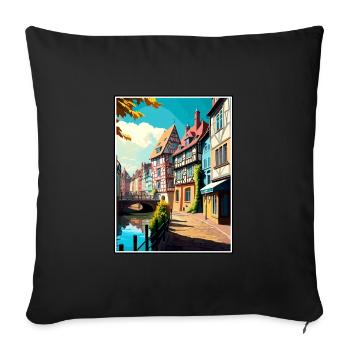 Colmar France Vintage Voyage Affiche WPA Souvenir - Housse de coussin décorative 45 x 45 cm - noir - Devant