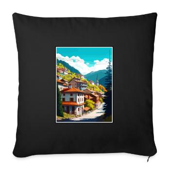 Artvin Turquie Vintage Voyage Affiche WPA Souvenir - Housse de coussin décorative 45 x 45 cm - noir - Devant