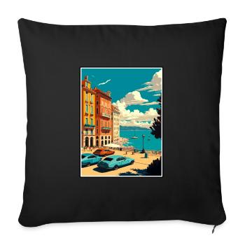 Trieste Italie Vintage voyage affiche WPA Souvenir - Housse de coussin décorative 45 x 45 cm - noir - Devant