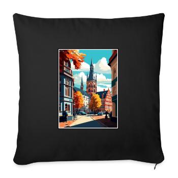 Darmstadt Germany Vintage Travel Poster Souvenir - Sofa pillowcase 17,3'' x 17,3'' (45 x 45 cm) - black - Front
