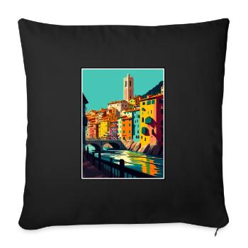 Girona Spain Vintage Travel Poster WPA Souvenir - Sofa pillowcase 17,3'' x 17,3'' (45 x 45 cm) - black - Front