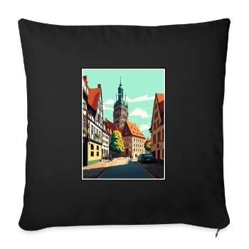 Wittenberg Allemagne Vintage voyage affiche Souvenir - Housse de coussin décorative 45 x 45 cm - noir - Devant