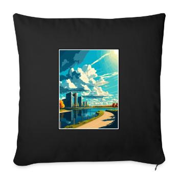 Almere Pays-Bas Vintage voyage affiche Souvenir - Housse de coussin décorative 45 x 45 cm - noir - Devant